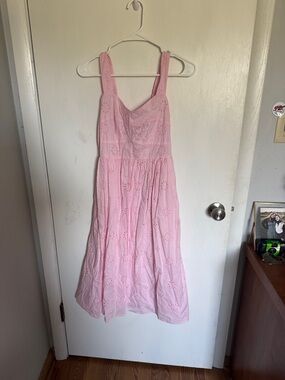 J. Crew Pink Eyelet Midi Dress